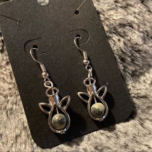 4/$10 New Silver-plated Angel Earrings with Natural Yellow Turquoise Accents